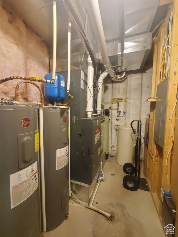Utility room with electric water heater