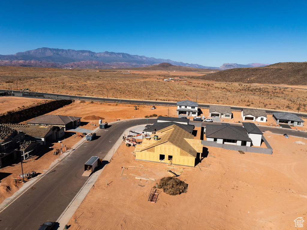 Aerial view featuring a mountain view