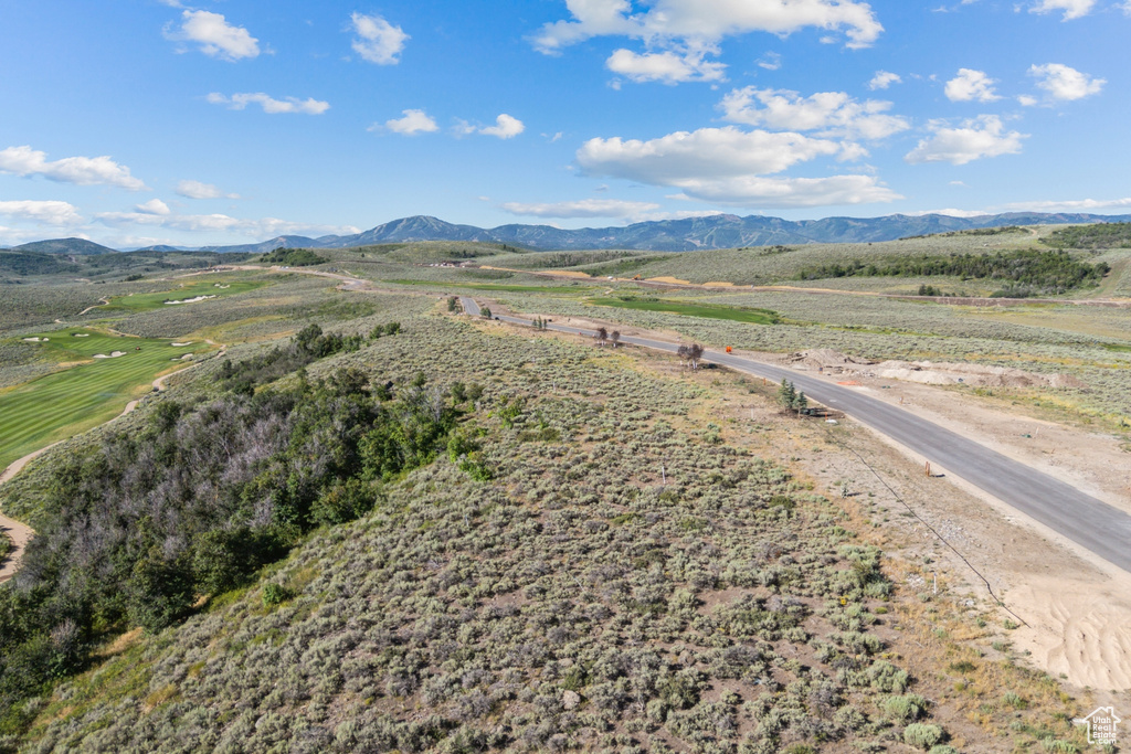 Drone / aerial view of a mountain backdrop