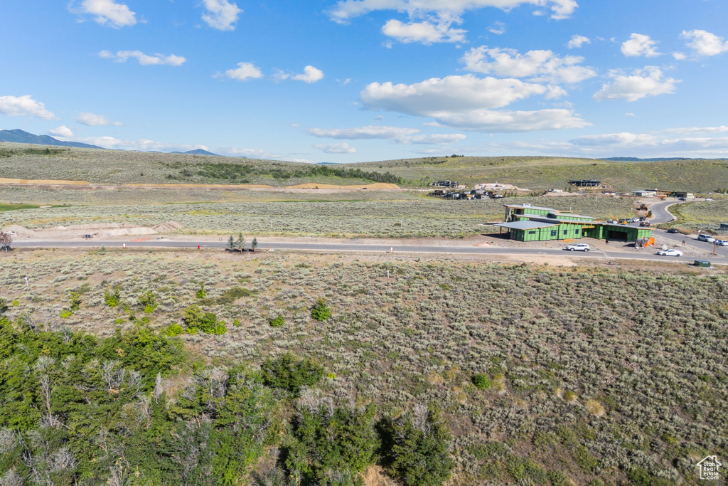 View from above of property with mountains
