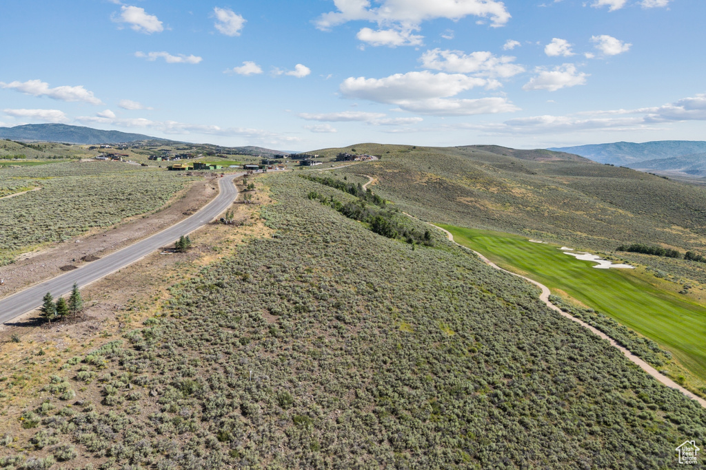 Aerial view of a mountain backdrop
