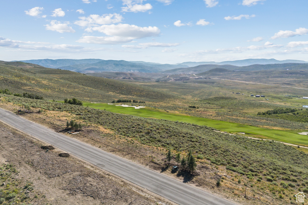 Mountain view with a golf course