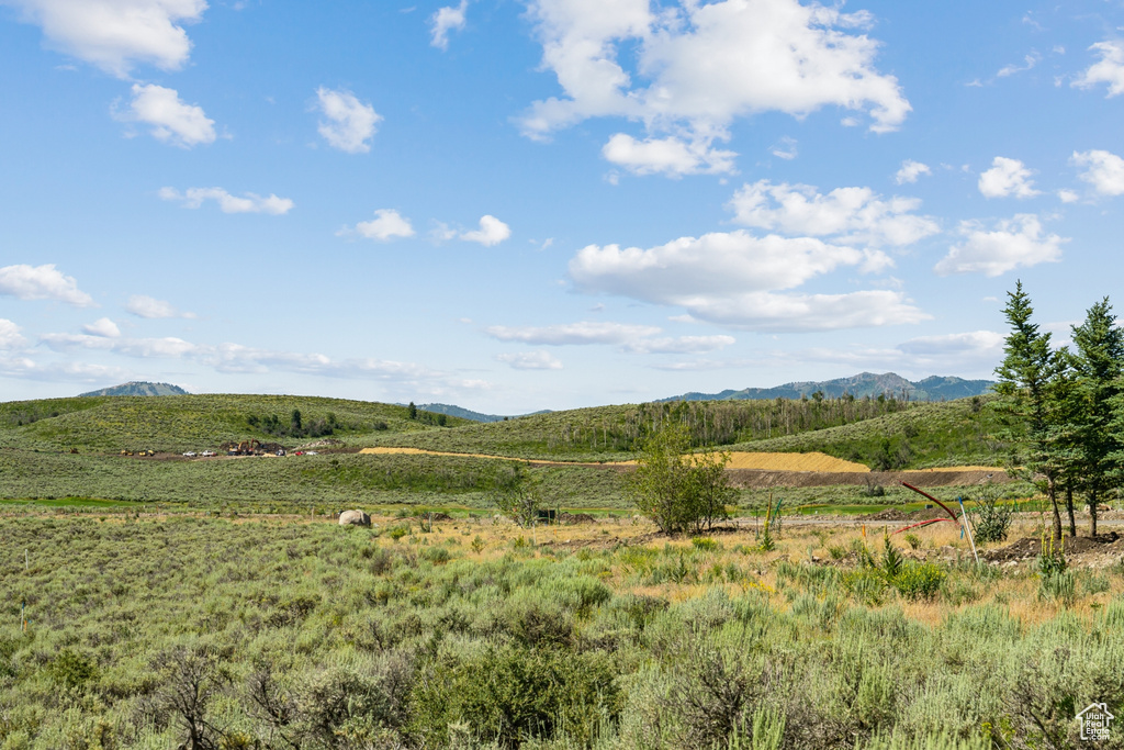 View of mountain background with rural landscape