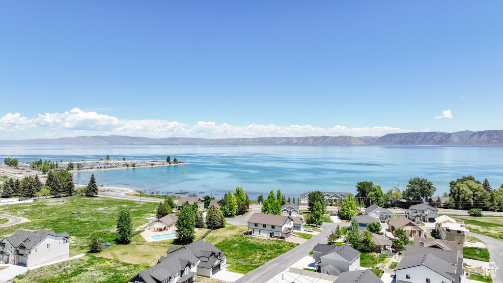 Drone / aerial view of a water and mountain view