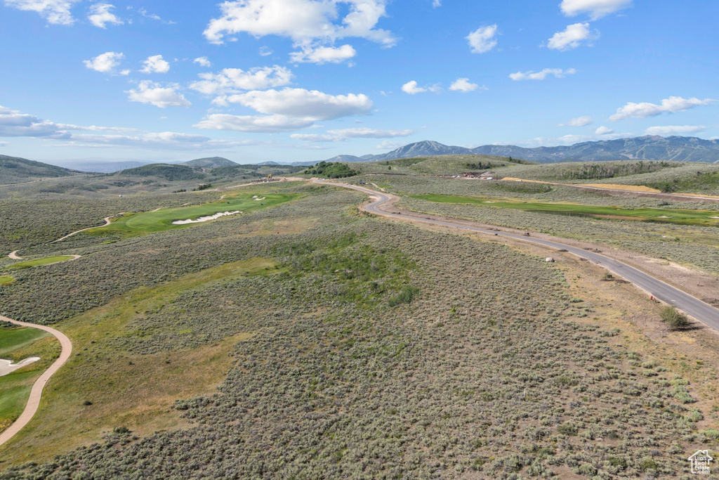 Drone / aerial view of a mountainous background