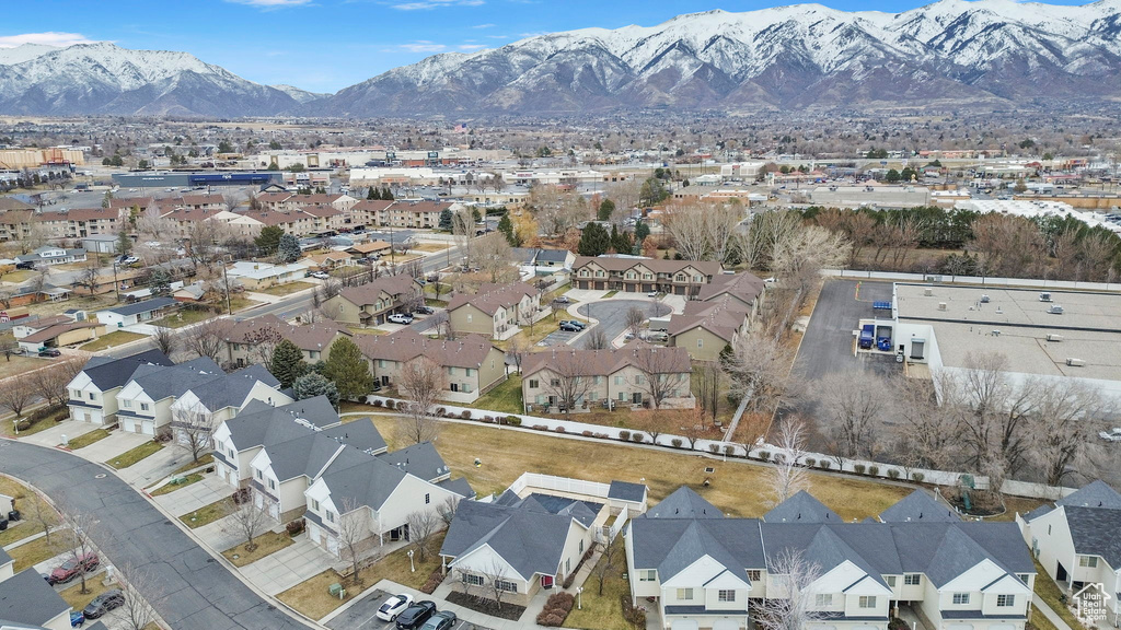 Drone / aerial view with a mountain view