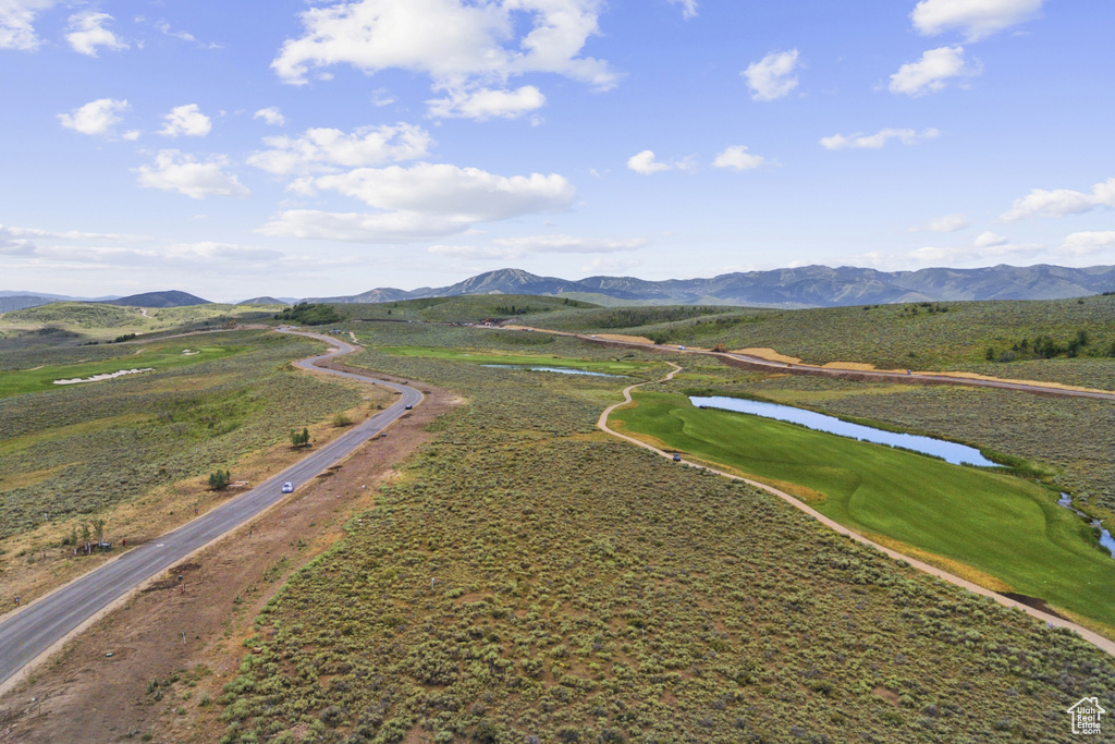 Drone / aerial view of a water and mountain view
