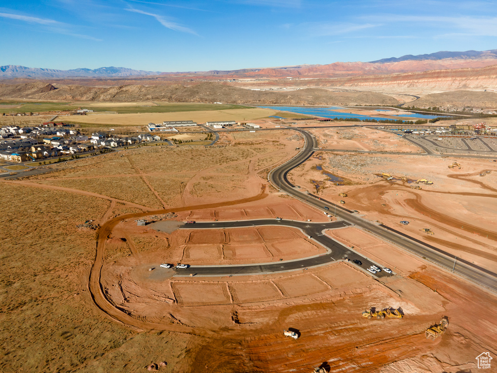 Aerial view featuring a mountain view