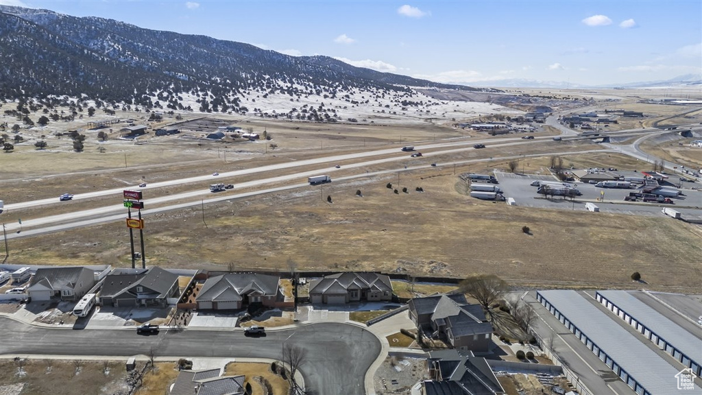 Drone / aerial view with a mountain view