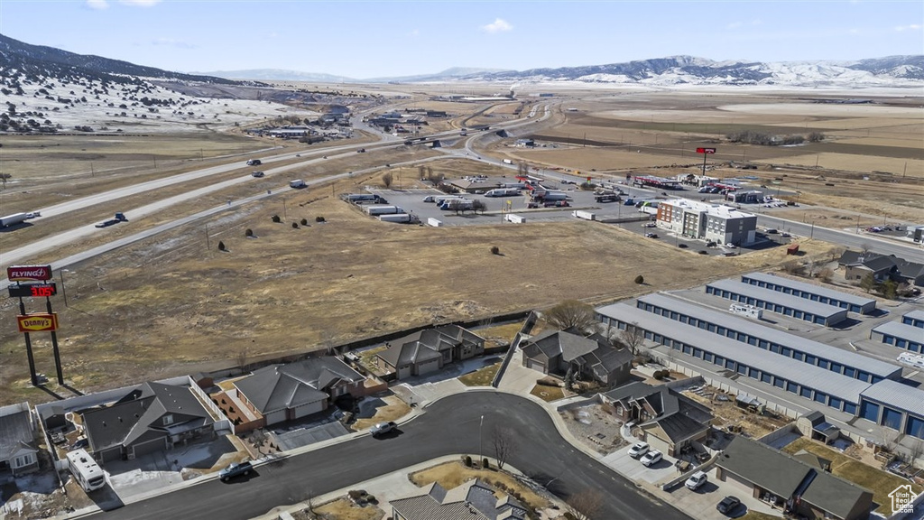 Drone / aerial view with a mountain view