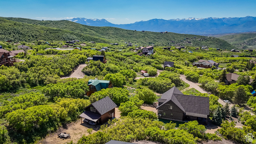 Bird\'s eye view of a mountainous background