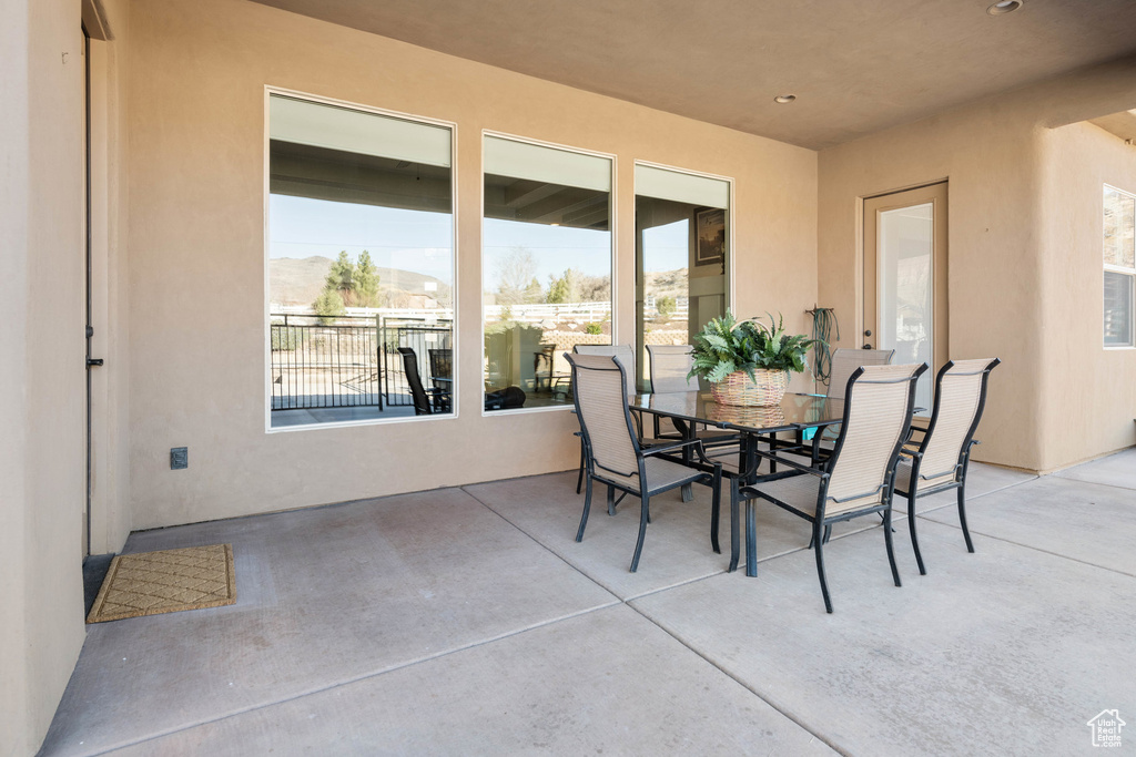 View of patio featuring outdoor dining area