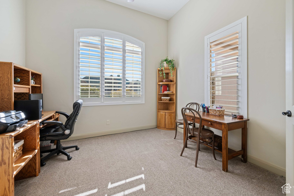 Office area with carpet and baseboards