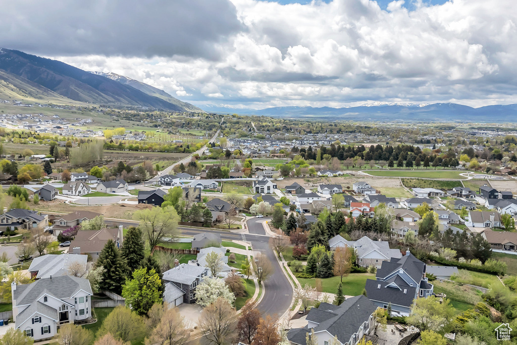 Bird's eye view with a mountain view and a residential view
