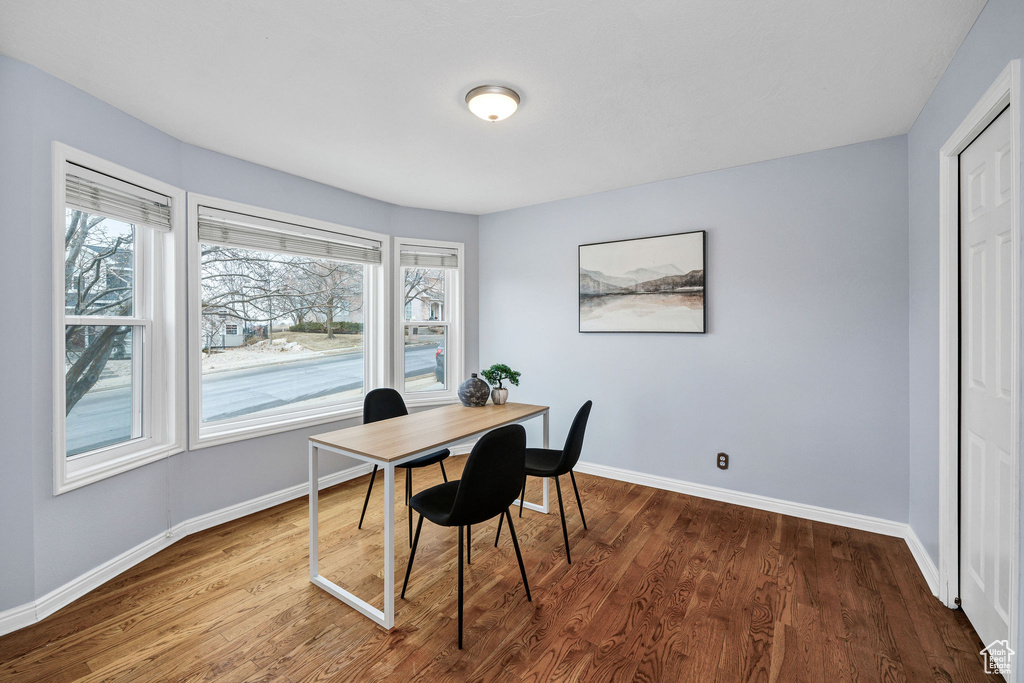 Home office featuring wood-type flooring