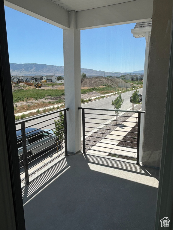 Balcony with a mountain view