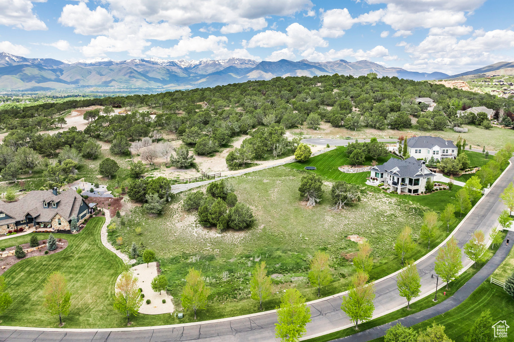 Bird\'s eye view of a mountain backdrop