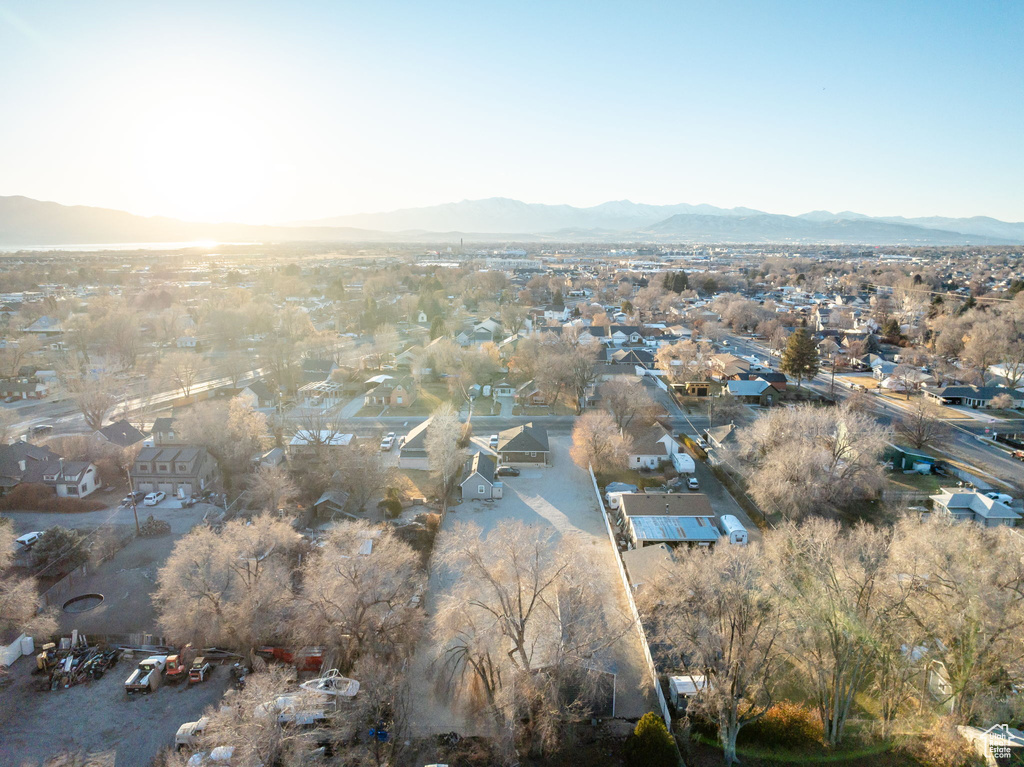 Drone / aerial view with a mountain view