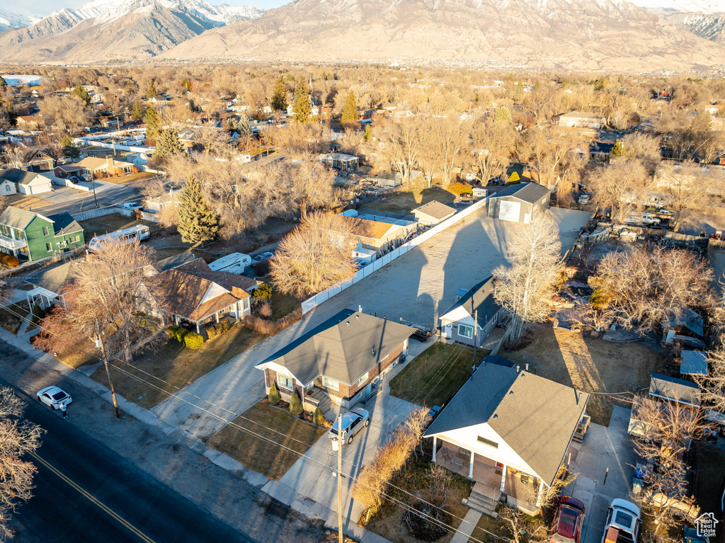 Aerial view featuring a mountain view