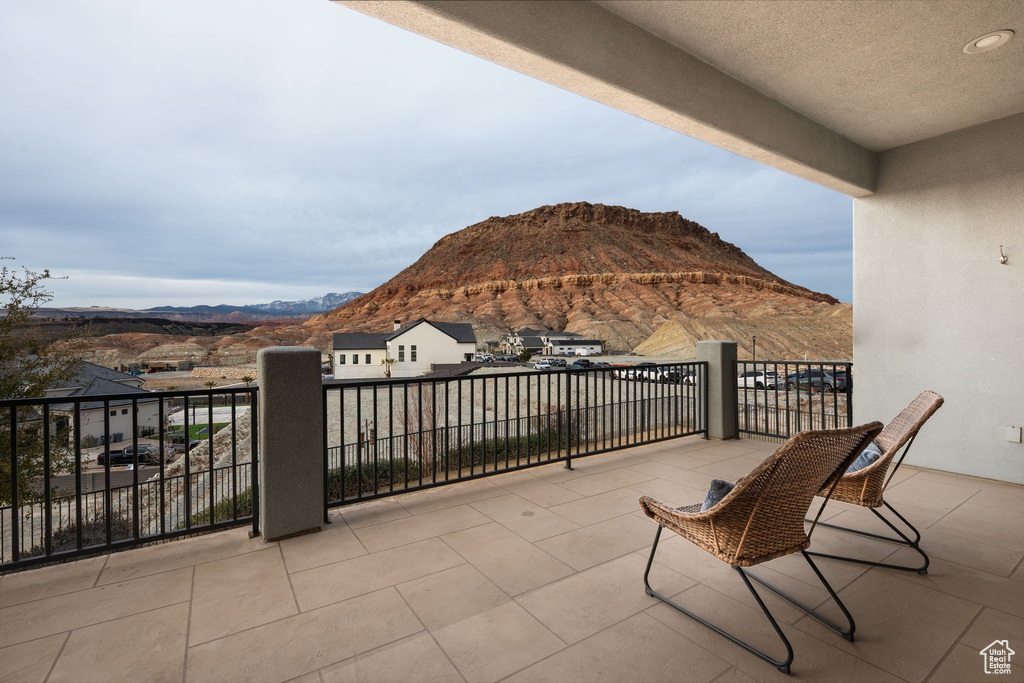 Balcony with a mountain view