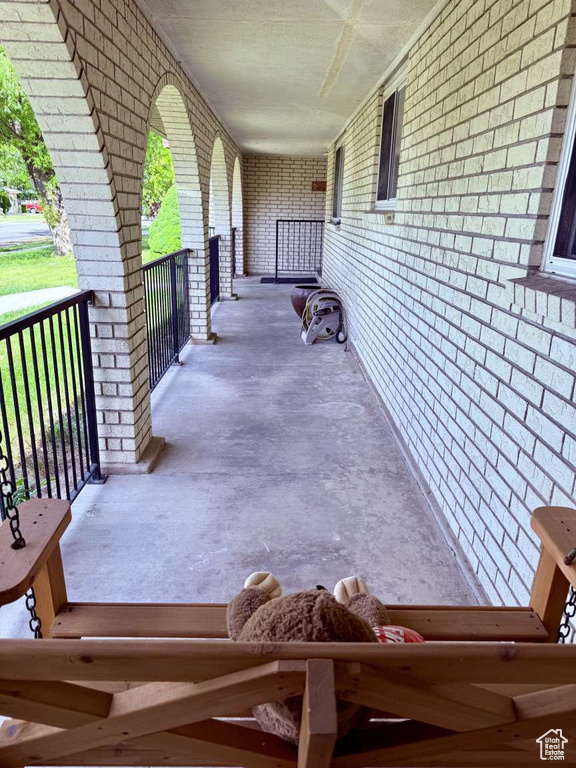 View of covered porch