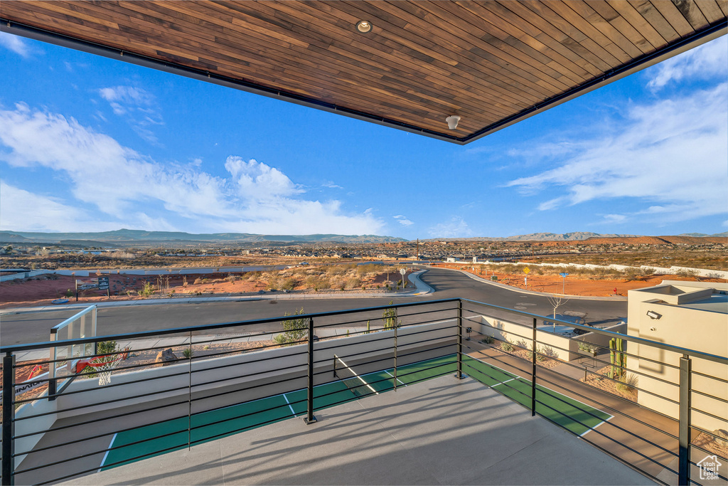Balcony with a mountain view