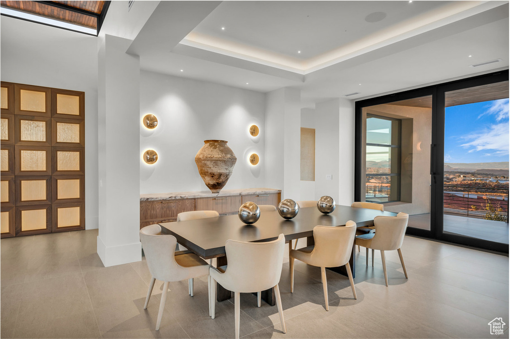 Dining room with floor to ceiling windows