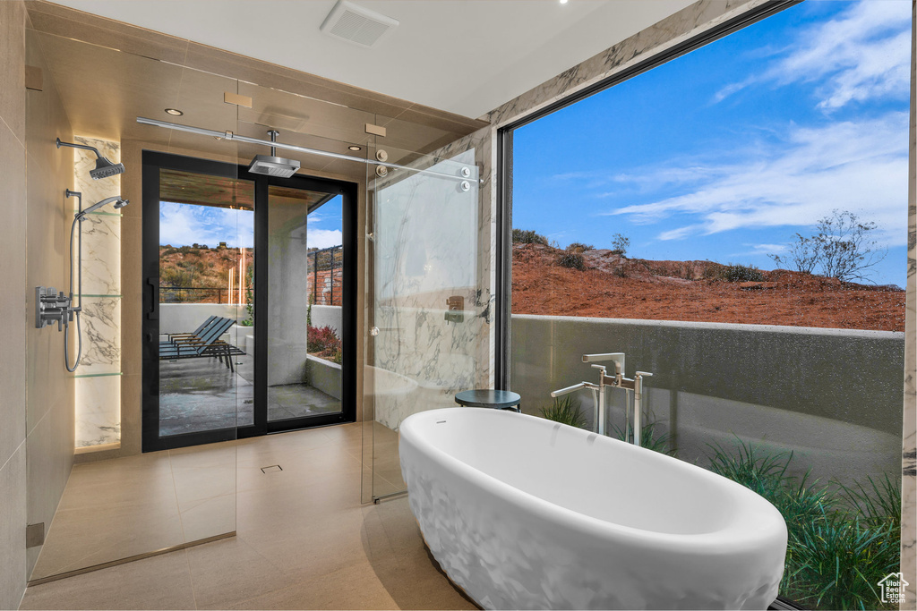 Bathroom with a freestanding tub