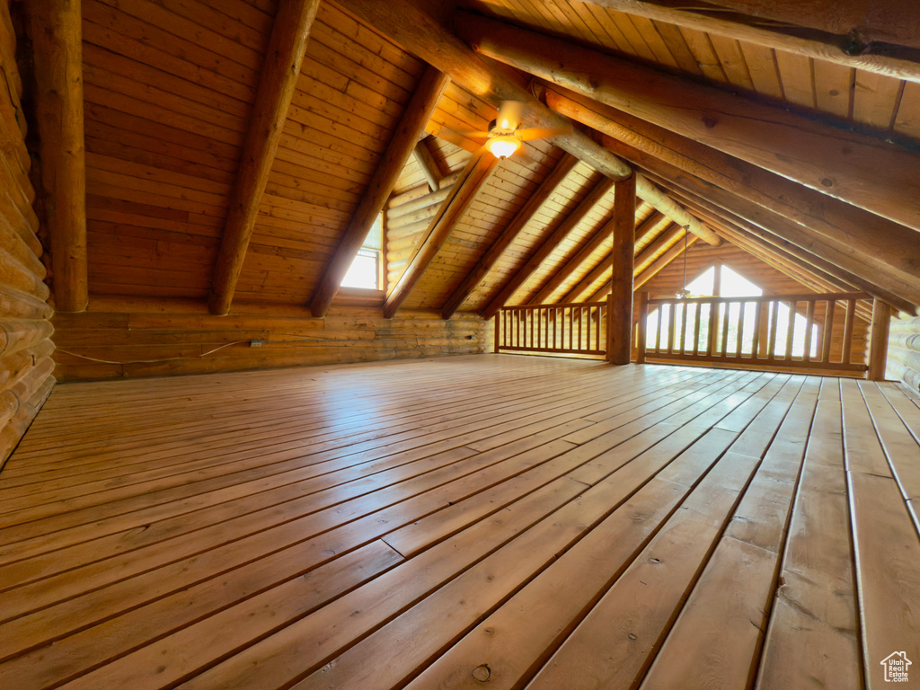 Additional living space featuring wood ceiling and hardwood / wood-style floors