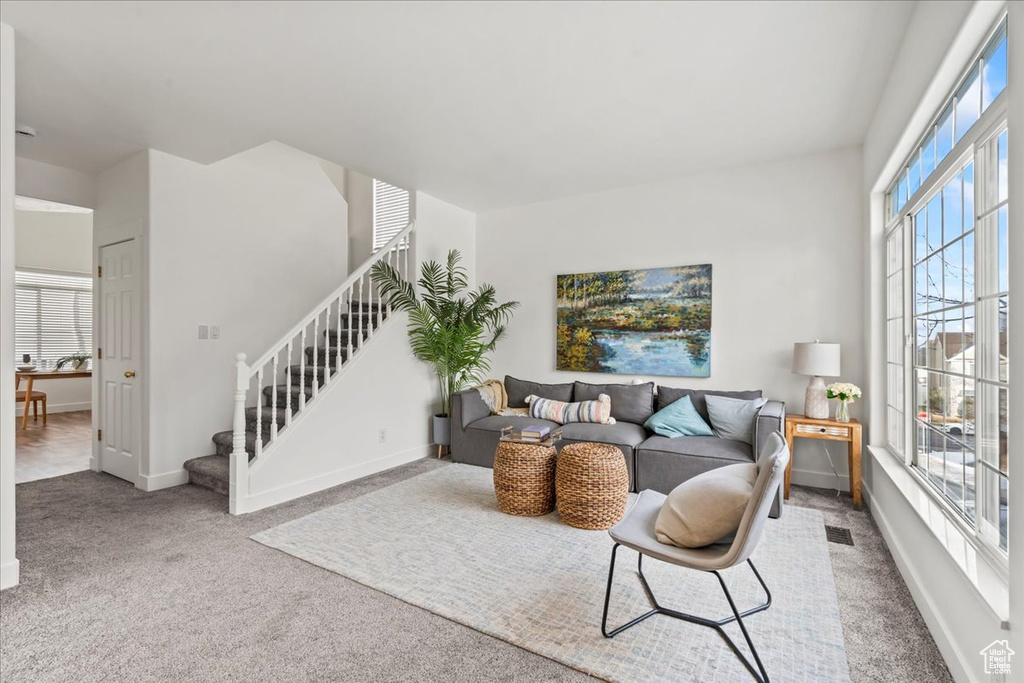 View of carpeted living room