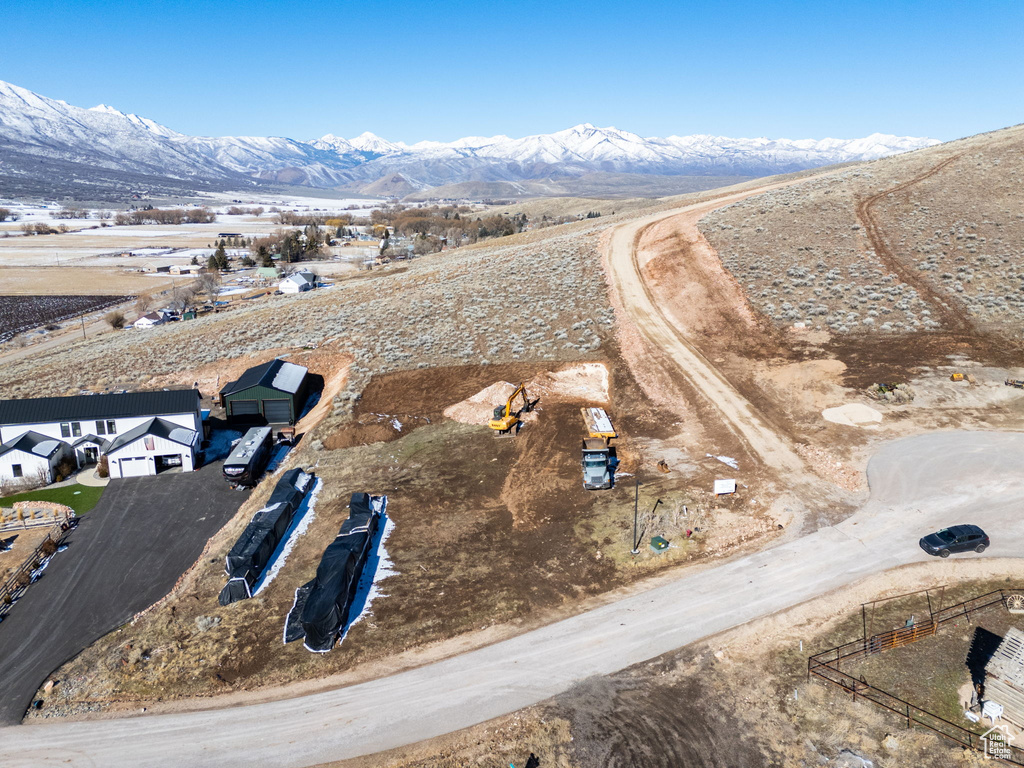 Drone / aerial view with a mountain view