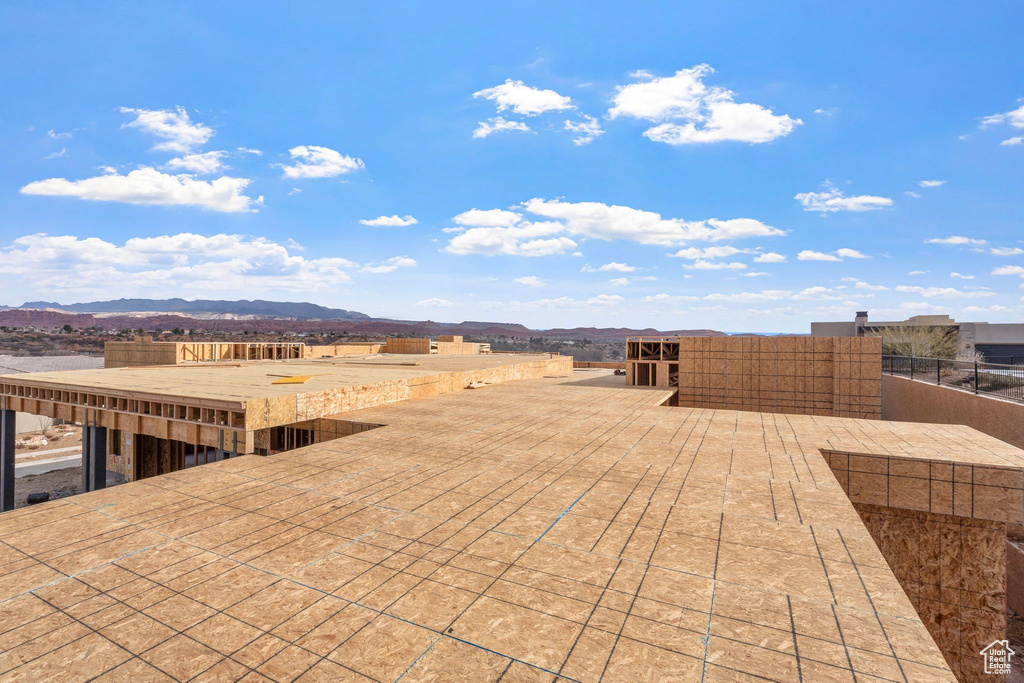 Exterior space with a mountain view