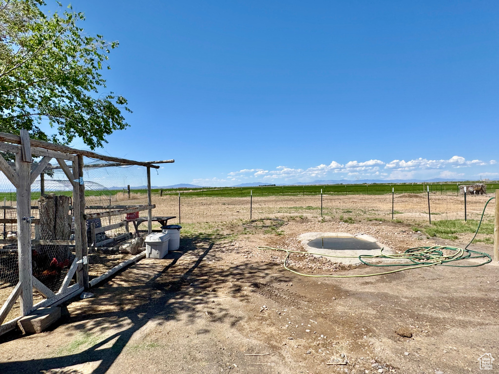 View of yard featuring a view of countryside