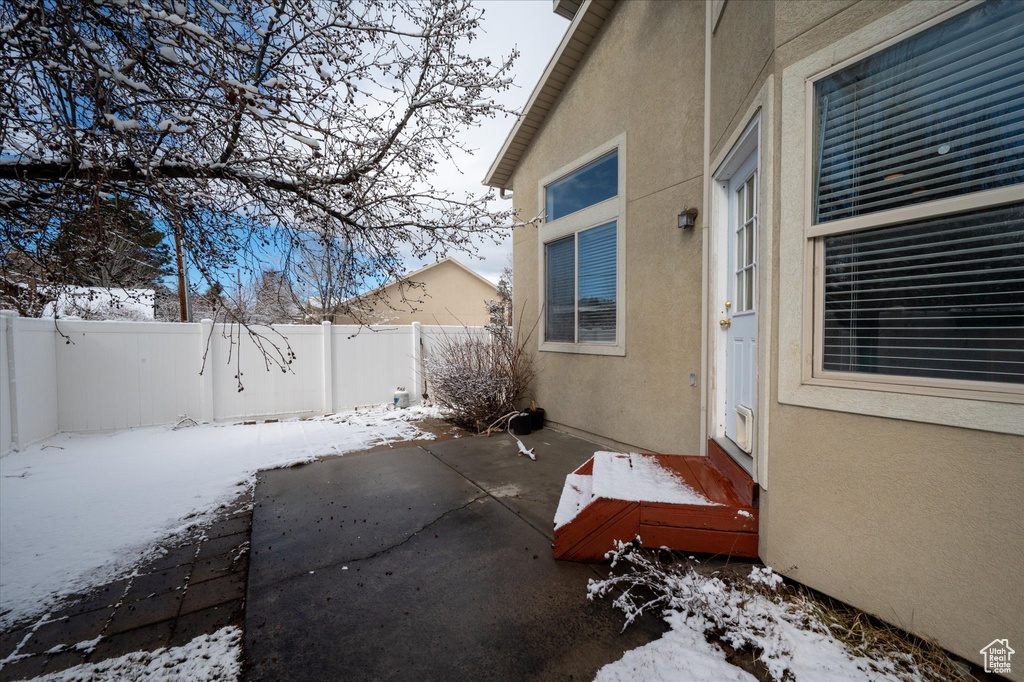 View of snow covered patio