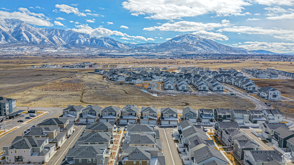 Drone / aerial view with a mountain view