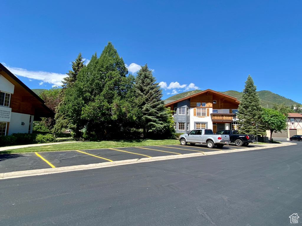 View of front of house featuring a mountain view