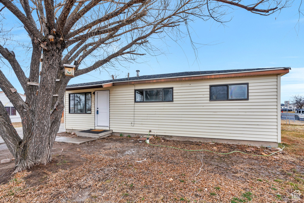 View of front of house with a patio