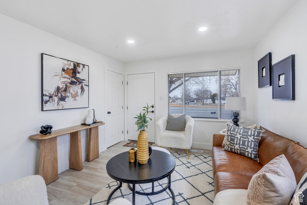 Living room featuring light wood-type flooring