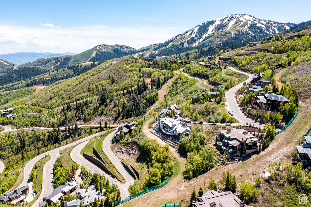 Drone / aerial view of a mountain backdrop