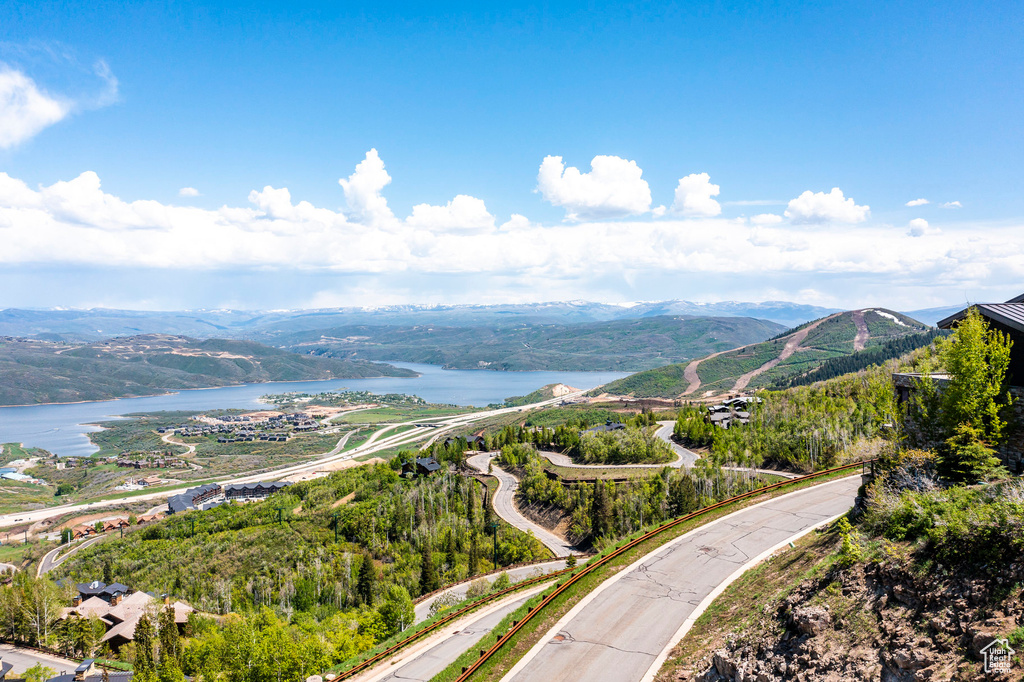 View of mountain background with a nearby body of water