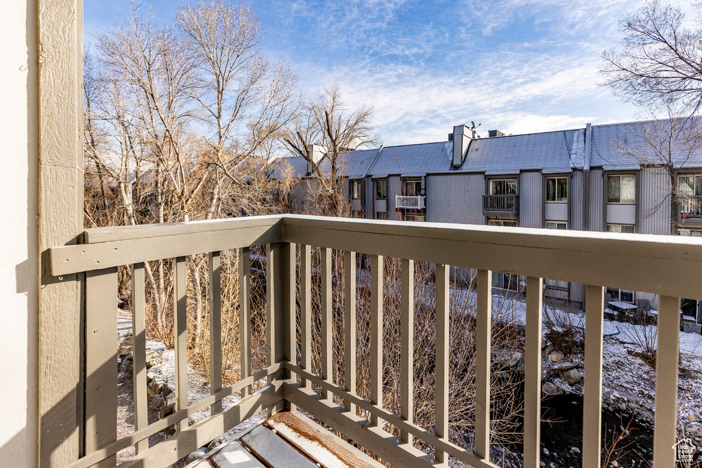 Balcony featuring a residential view