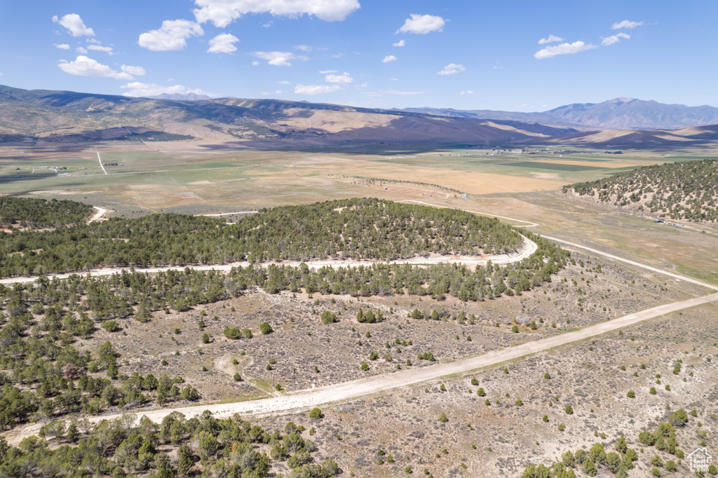 Drone / aerial view featuring a mountain view