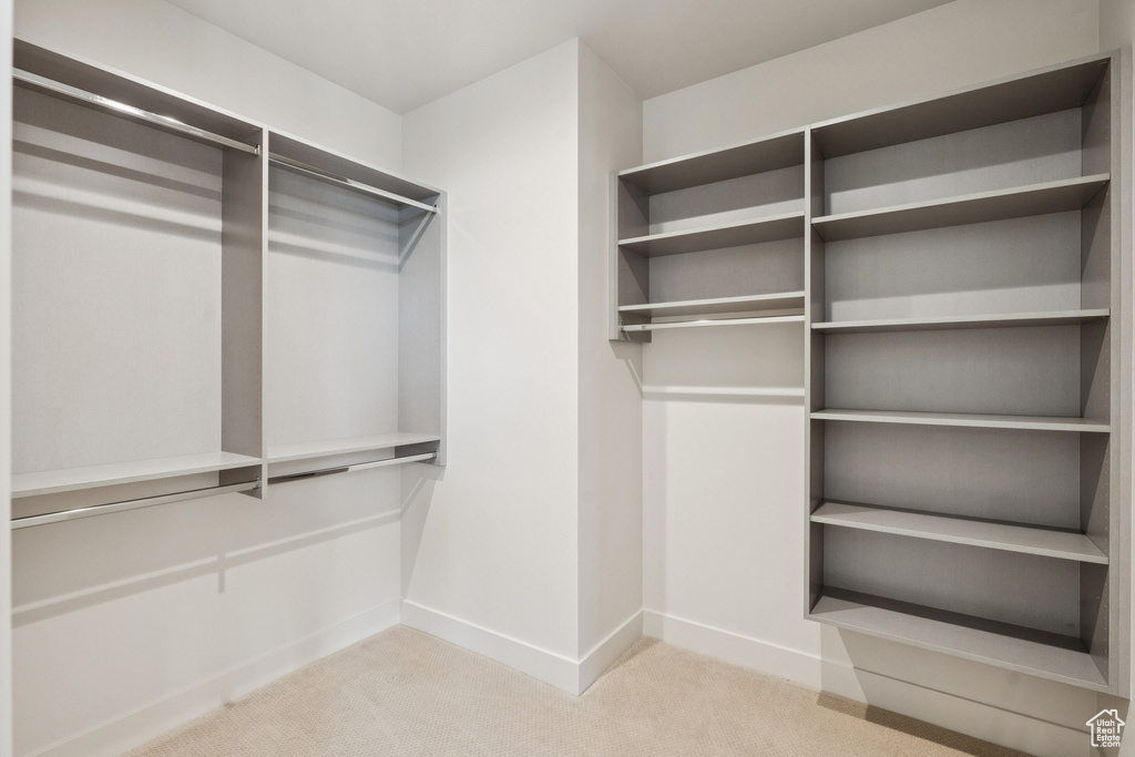 Walk in closet with carpet