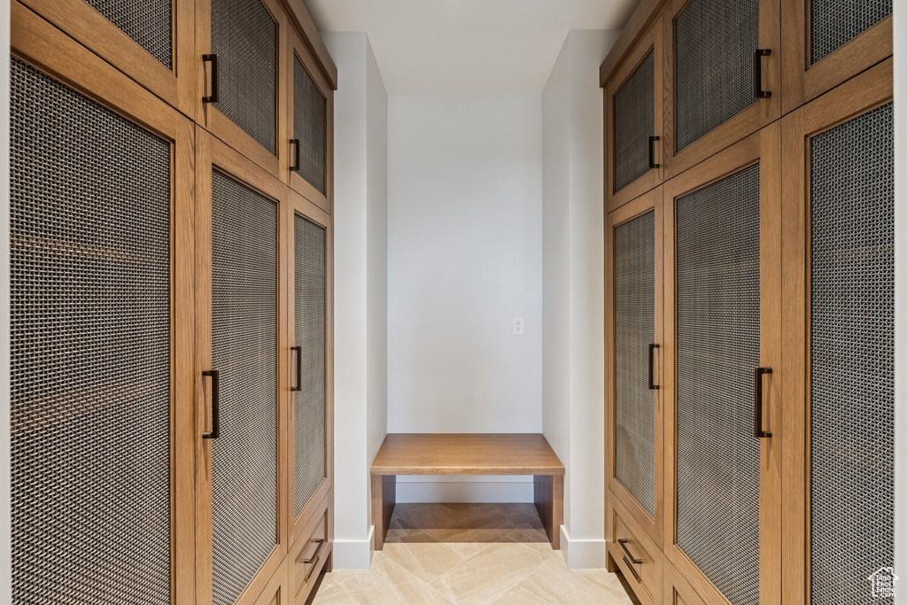 Mudroom with a heating unit