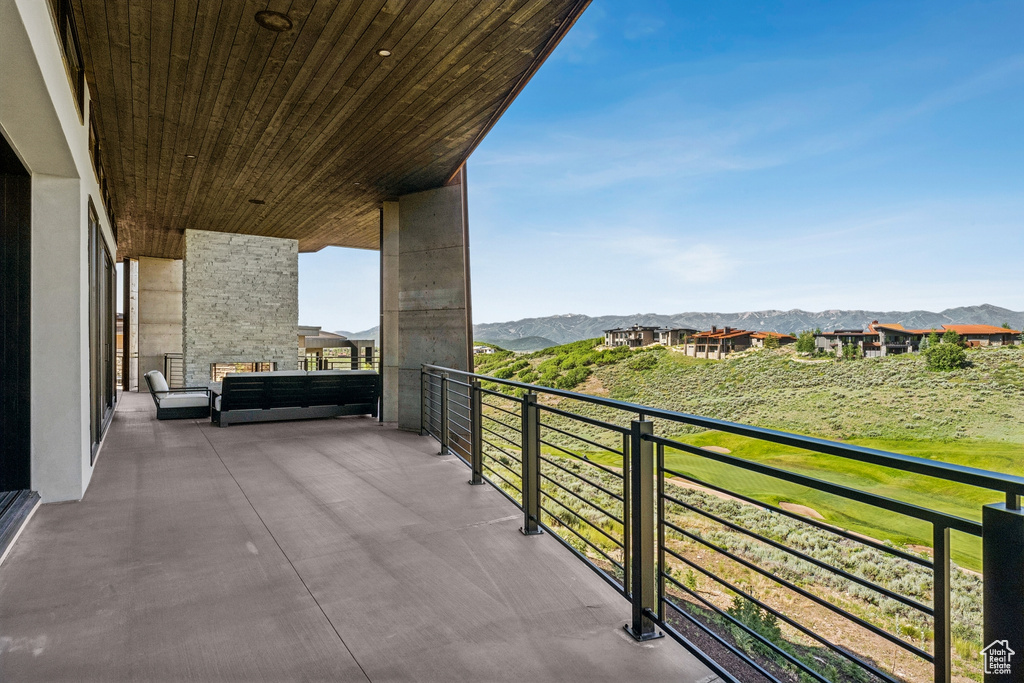 Balcony with a mountain view