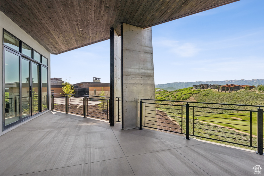 Balcony with a mountain view