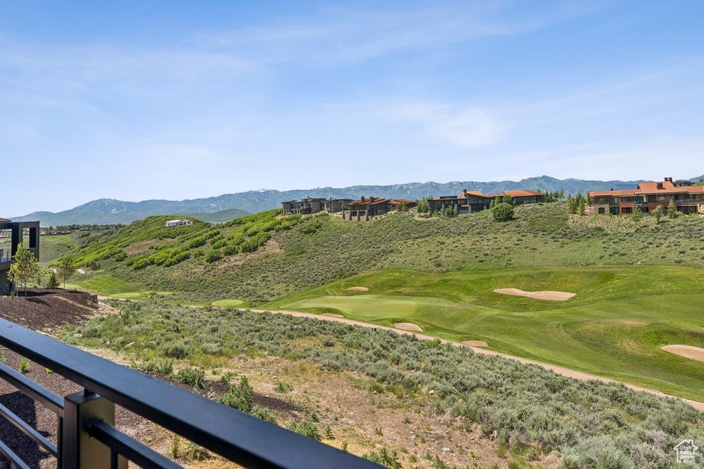 View of mountain background with a local golf course