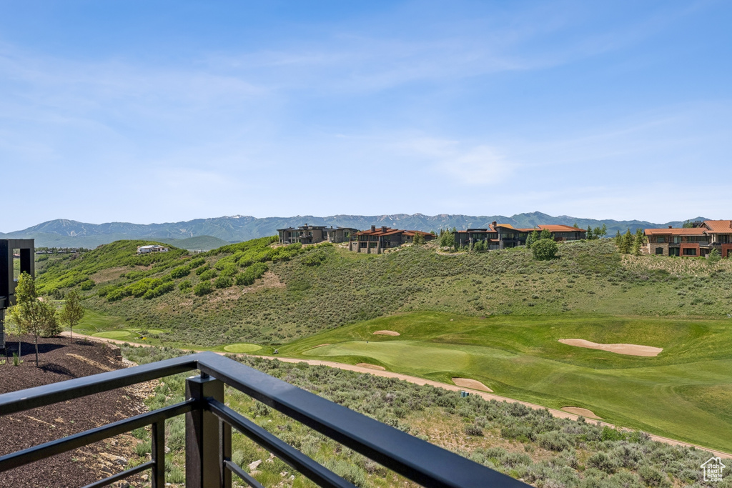 Mountain view with a golf course