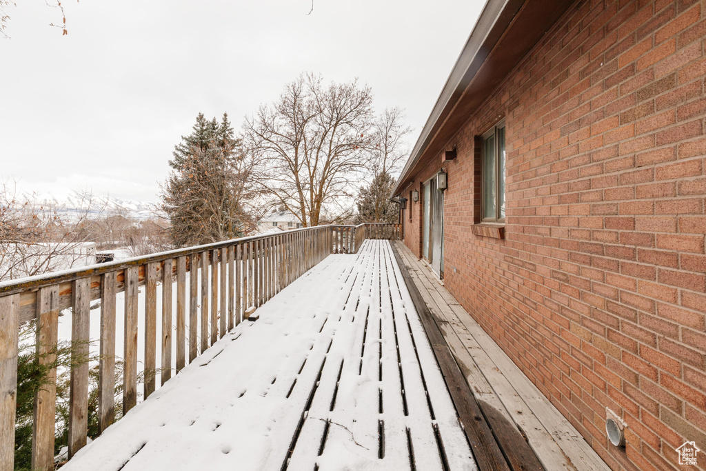 View of snow covered deck