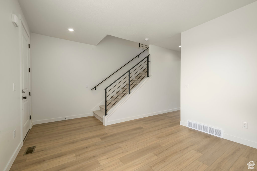 Interior space with light hardwood / wood-style floors